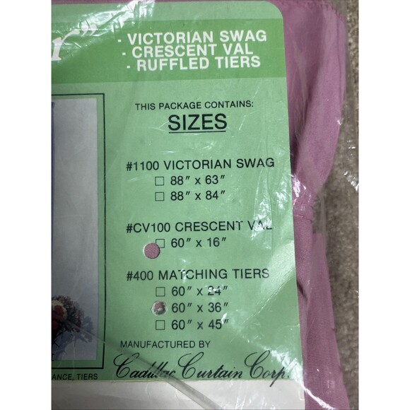 VTG 90s New Retro Pink Andover Crescent Valance 60x16” & 2‎ Ruffled Tiers 28x36” - Picture 4 of 8